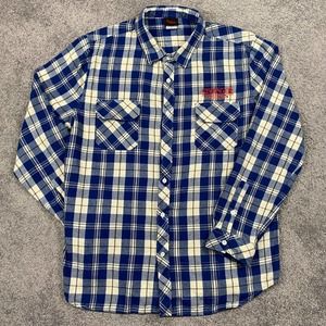 Stranger Things Shirt Men's XL Blue White Tartan Plaid Flannel Netflix Horror